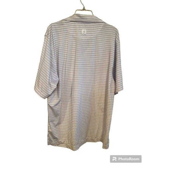 Men's Foot Joy Golf Shirt. White W/ Blue Stripes. M - Picture 2 of 4